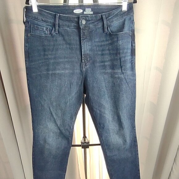 Old Navy Denim - Old Navy RockStar Super Skinny High Rise Deep Blue Jeans Size 14 Short NWOT